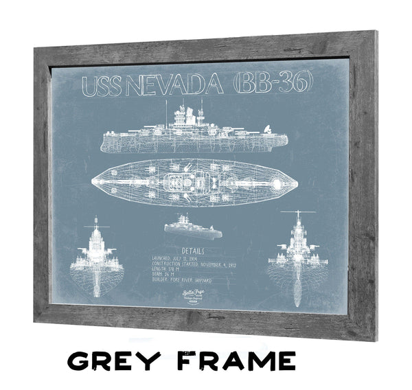 Bella Frye Home & Garden > Decor > Artwork USS Nevada (BB-36) Blueprint Wall Art - Original Battleship Print
