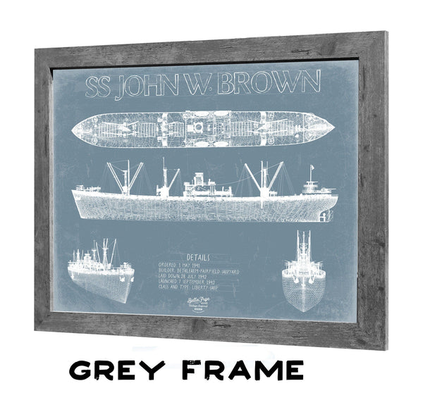 Bella Frye Home & Garden > Decor > Artwork SS John W. Brown Blueprint Wall Art - Original Liberty Ship Print