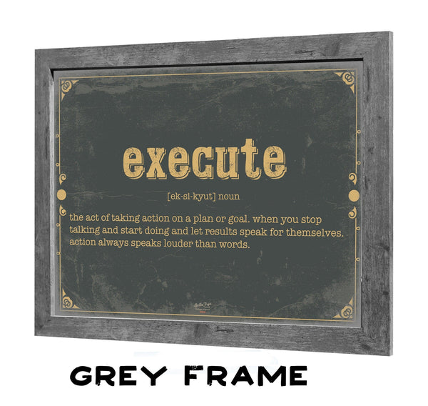 Bella Frye Home & Garden > Decor > Artwork Execute Word Definition Wall Art - Gift for Strength Dictionary Artwork