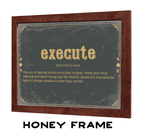 Execute Word Definition Wall Art - Gift for Strength Dictionary Artwork