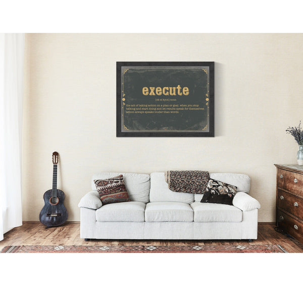 Bella Frye Home & Garden > Decor > Artwork Execute Word Definition Wall Art - Gift for Strength Dictionary Artwork