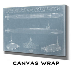 Bella Frye Home & Garden > Decor > Artwork USS Alaska (SSBN-732) Blueprint Wall Art - Original Submarine Print
