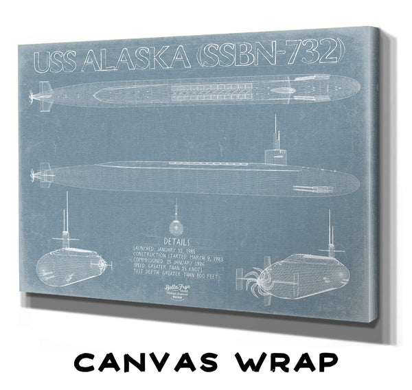 Bella Frye Home & Garden > Decor > Artwork USS Alaska (SSBN-732) Blueprint Wall Art - Original Submarine Print