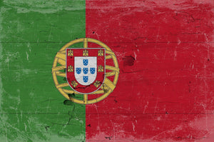 Bella Frye Portugal Flag Wall Art - Vintage Portugal Flag Sign Weathered Wood Style on Canvas