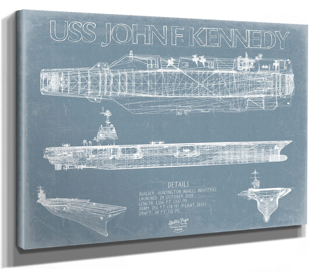 Bella Frye USS John F. Kennedy (CVN-79) Blueprint Wall Art - Original Carrier Print