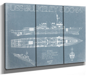 Bella Frye USS Bulkeley (DDG-84) Blueprint Wall Art - Original Guided-Missile Destroyer Print