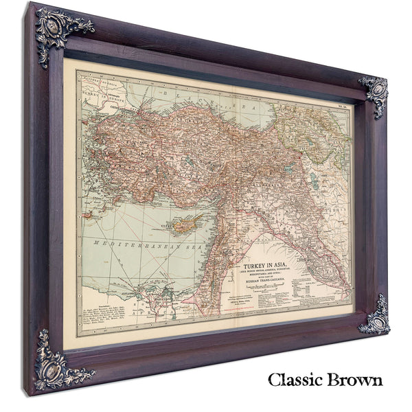 Framed Turkey In Asia Vintage Map - Ornate Embellishment Frame with Print