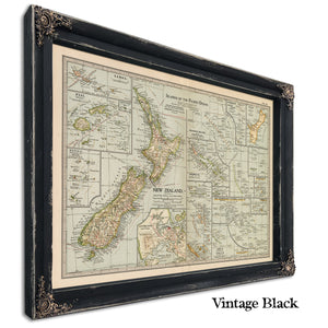 Framed Islands Of The Pacific Ocean Vintage Map - Ornate Embellishment Frame with Print