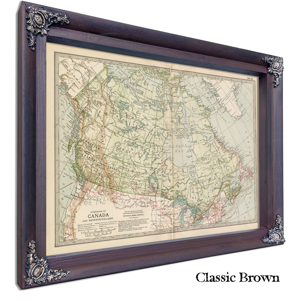 Framed Canada Vintage Map - Ornate Embellishment Frame with Print