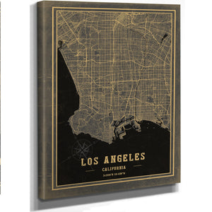 Framed Los Angeles Vintage Map - Ornate Embellishment Frame with Print