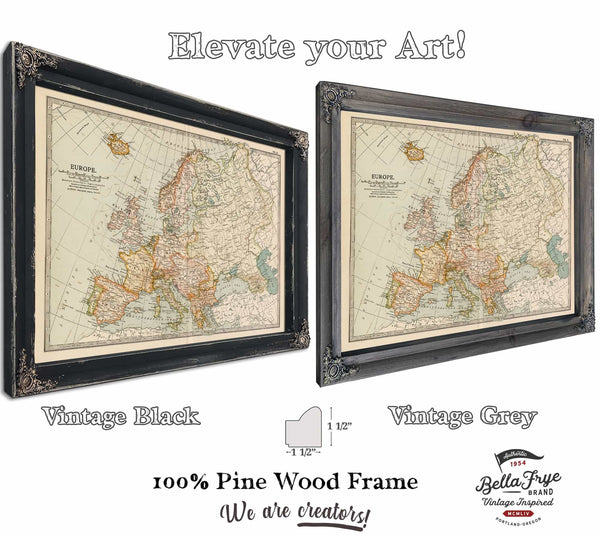 two framed maps of europe and the united states