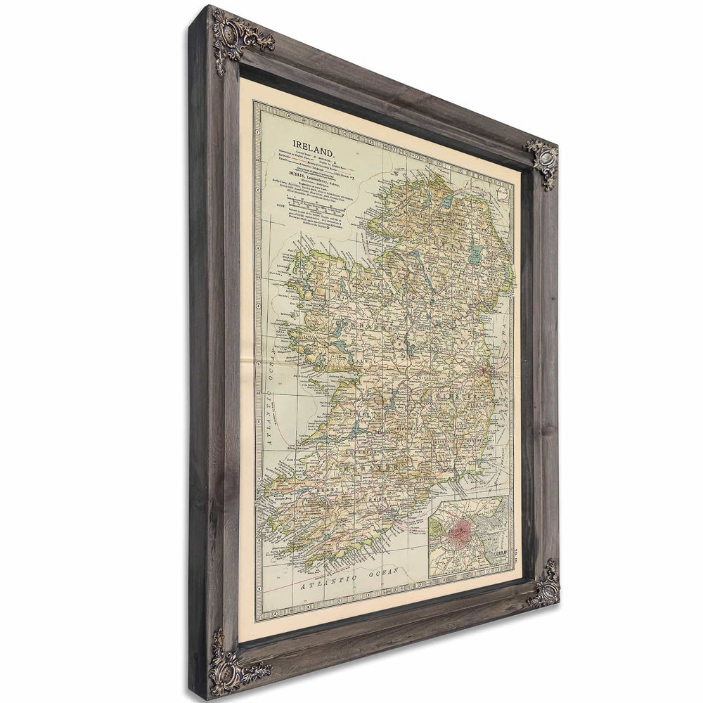 Framed Ireland Vintage Map - Ornate Embellishment Frame with Print