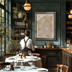 a person sitting at a table in a restaurant