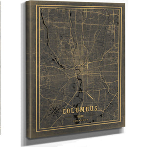 Framed Columbus Vintage Map - Ornate Embellishment Frame with Print