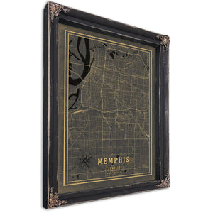 Framed Memphis Vintage Map - Ornate Embellishment Frame with Print