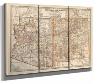 a three panel map of arizona and new mexico