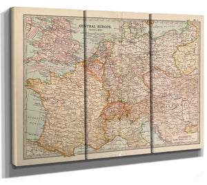 a three panel map of central europe