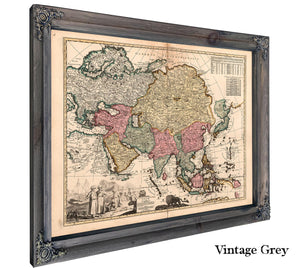 Framed Asiae in Tabula Vintage Map - Ornate Embellishment Frame with Print