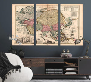 Framed Asiae in Tabula Vintage Map - Ornate Embellishment Frame with Print