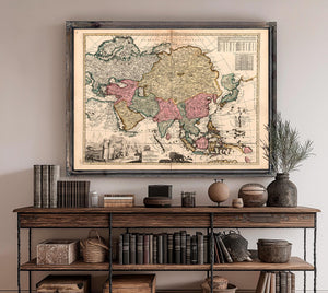 Framed Asiae in Tabula Vintage Map - Ornate Embellishment Frame with Print