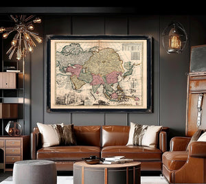 Framed Asiae in Tabula Vintage Map - Ornate Embellishment Frame with Print