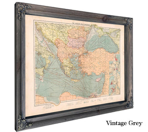 Framed The Eastern Mediterranean Vintage Map - Ornate Embellishment Frame with Print