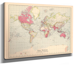 Framed The world on Mercator's projection Vintage Map - Ornate Embellishment Frame with Print