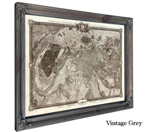 Framed Paris Vintage Map - Ornate Embellishment Frame with Print