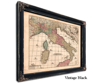 Framed Novissima et Accuratissima Totius Italiae Corsicae et Sardiniae Vintage Map - Ornate Embellishment Frame with Print