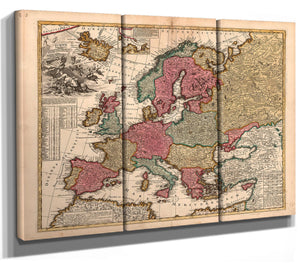 Framed Europae in Tabula Geographica Delineatio Vintage Map - Ornate Embellishment Frame with Print