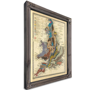 Framed England and Wales Vintage Map - Ornate Embellishment Frame with Print