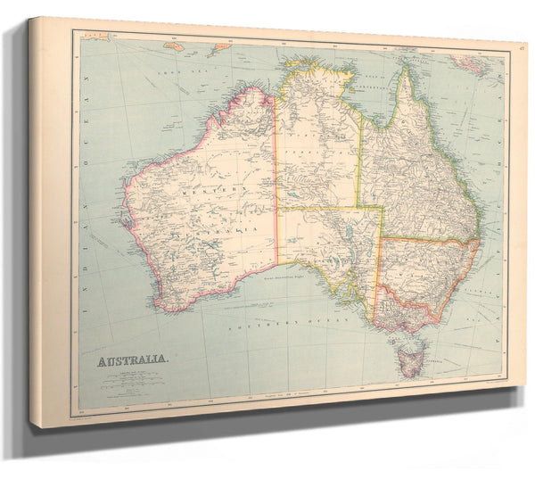 Framed Australia Vintage Map - Ornate Embellishment Frame with Print