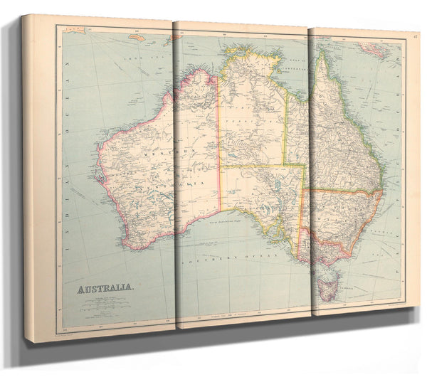 Framed Australia Vintage Map - Ornate Embellishment Frame with Print