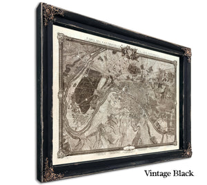 Framed Paris Vintage Map - Ornate Embellishment Frame with Print