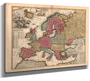 Framed Europae in Tabula Geographica Delineatio Vintage Map - Ornate Embellishment Frame with Print