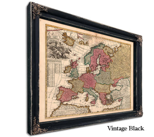 Framed Europae in Tabula Geographica Delineatio Vintage Map - Ornate Embellishment Frame with Print