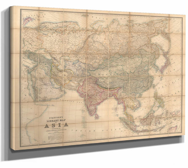 Framed Asia Vintage Map - Ornate Embellishment Frame with Print