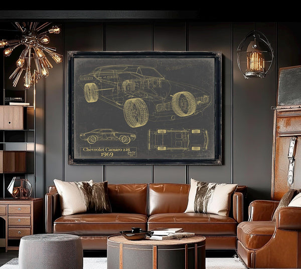 Bella Frye Vintage 1969 Camaro Z28 Art - Gifts for Guys - Original Vehicle Print