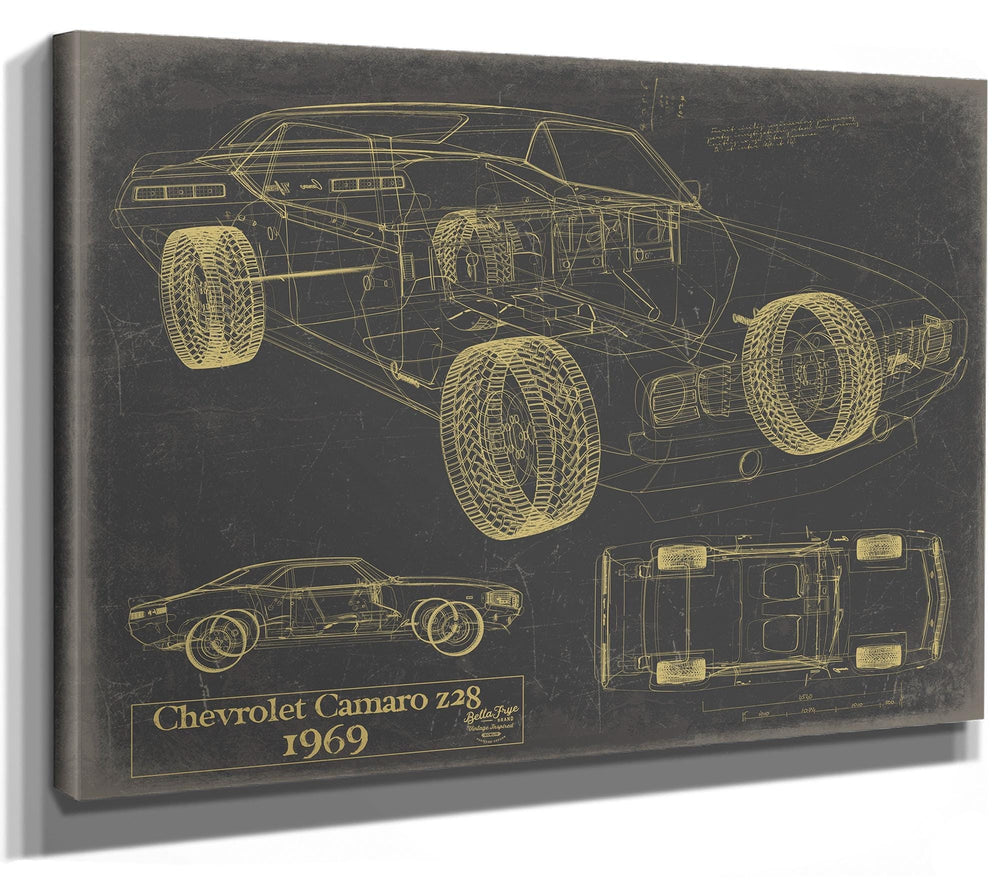 Bella Frye Vintage 1969 Camaro Z28 Art - Gifts for Guys - Original Vehicle Print