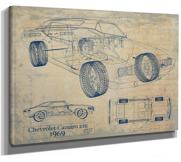 Bella Frye Vintage 1969 Camaro Z28 Art - Gifts for Guys - Original Vehicle Print
