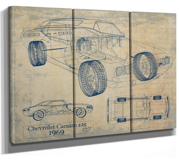 Bella Frye Vintage 1969 Camaro Z28 Art - Gifts for Guys - Original Vehicle Print