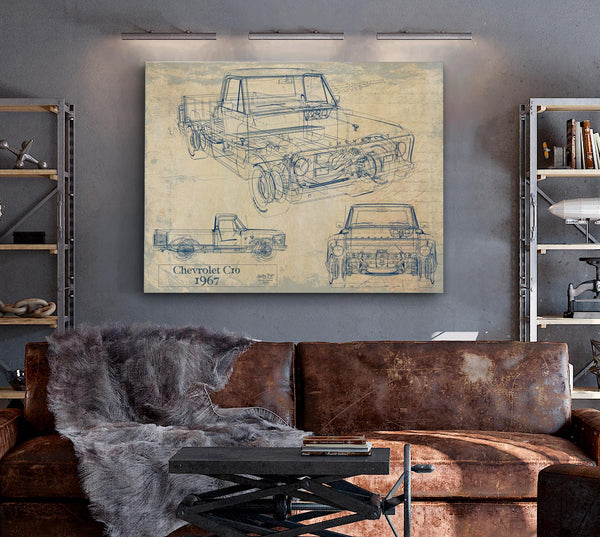 Bella Frye Vintage 1967 Chevrolet C10 Pickup Car Art - Gifts for Guys - Original Vehicle Print