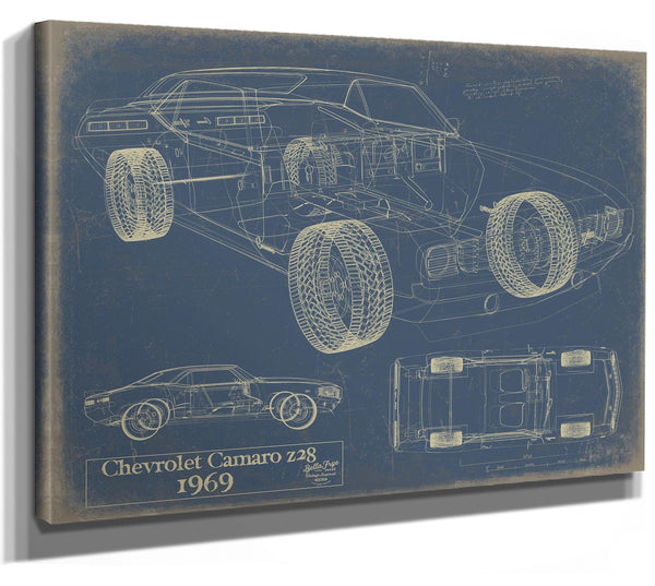 Bella Frye Vintage 1969 Camaro Z28 Art - Gifts for Guys - Original Vehicle Print