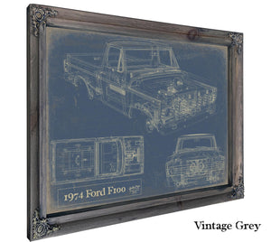 Bella Frye 1974 Ford F100 Truck Model Mancave Blueprint Art