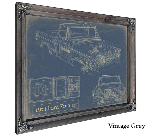 Bella Frye 1974 Ford F100 Truck Model Mancave Blueprint Art