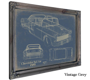 Bella Frye Original 1955 Chevrolet Bel Air Hardtop Car Blueprint - Gifts for Dad  - Mancave Decor