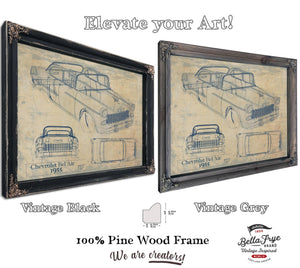 Bella Frye Original 1955 Chevrolet Bel Air Hardtop Car Blueprint - Gifts for Dad  - Mancave Decor