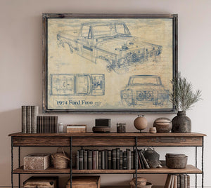 Bella Frye 1974 Ford F100 Truck Model Mancave Blueprint Art