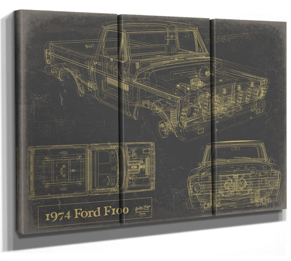 Bella Frye 1974 Ford F100 Truck Model Mancave Blueprint Art