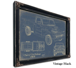 Bella Frye Vintage 1965 Chevrolet C10 Pickup Car Model Print,  Original Blueprint Canvas